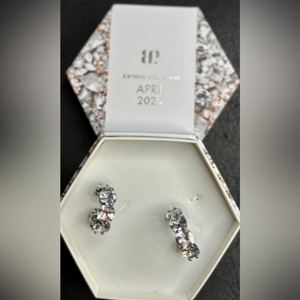 Silver Crystal Earrings on Hematite